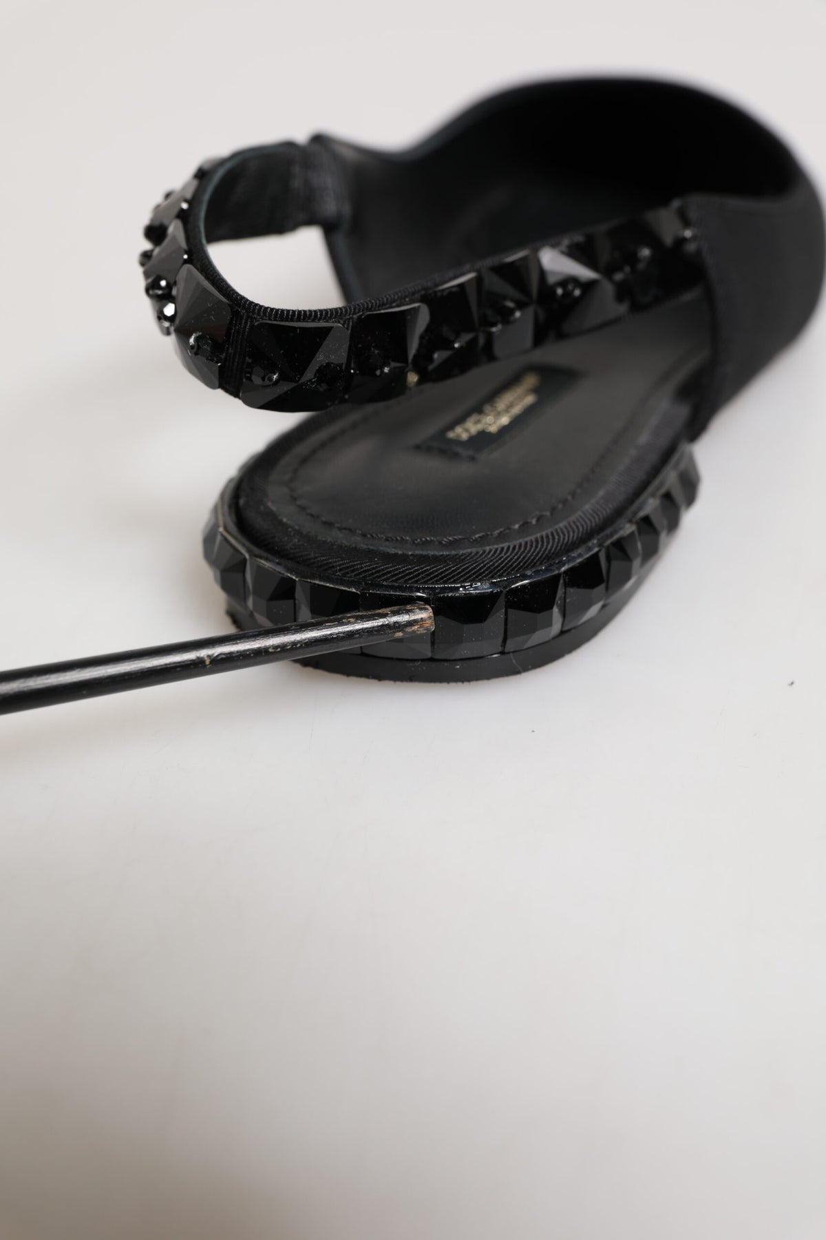Black Crystal Charmeuse Slingback Shoes