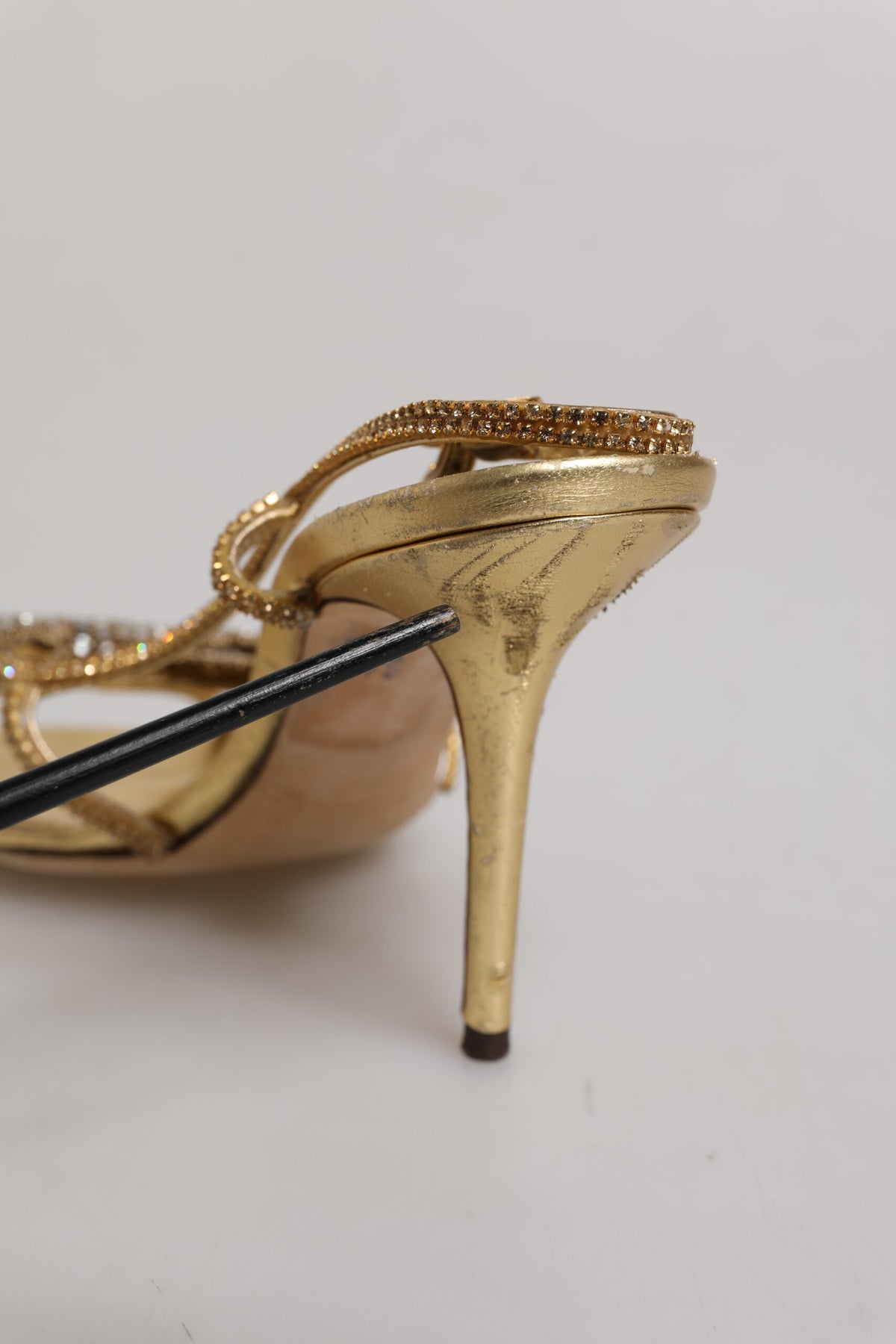 Gold Strass Ankle Strap Heels Sandals Shoes