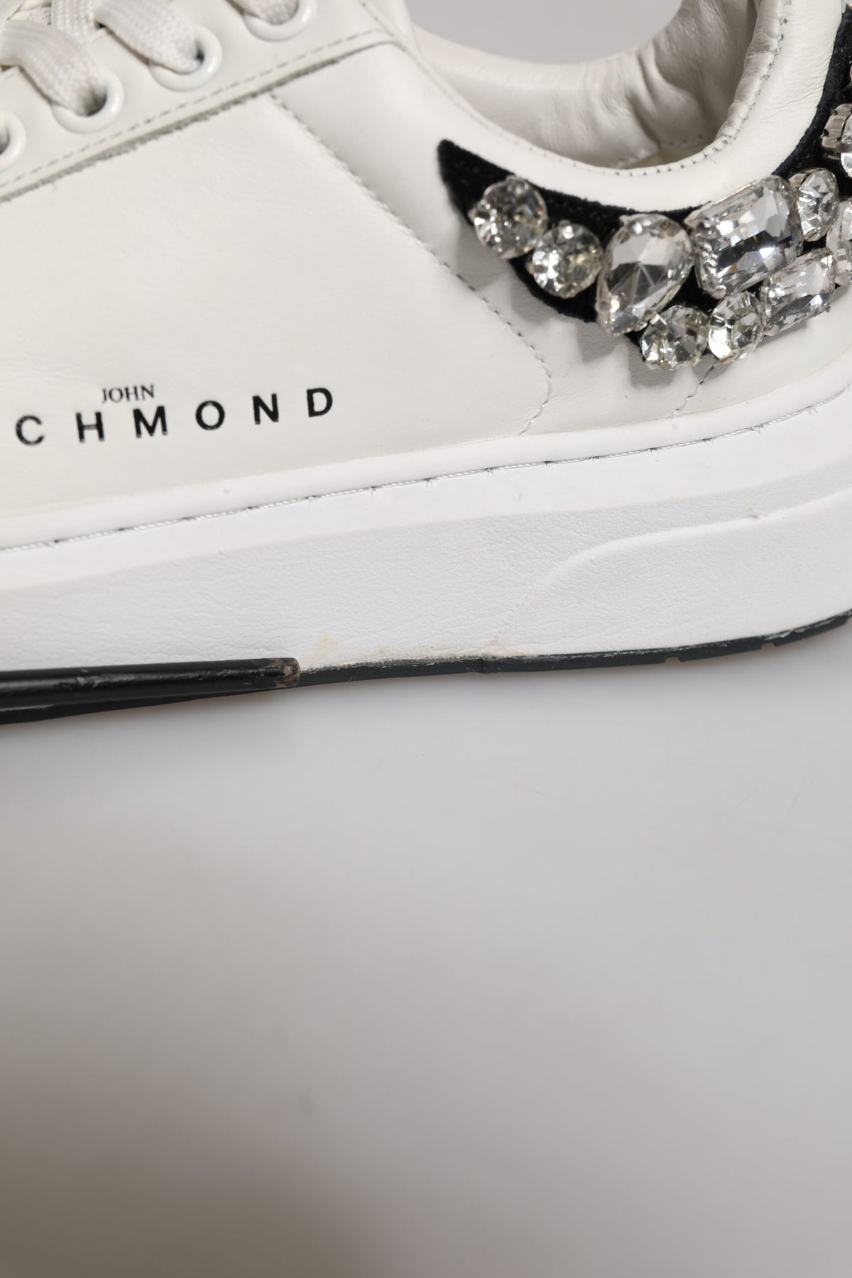 White Rhinestone Embellished Sneakers Shoes