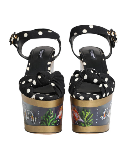 Multicolor Fish Polka Dot Wedge Sandals Shoes