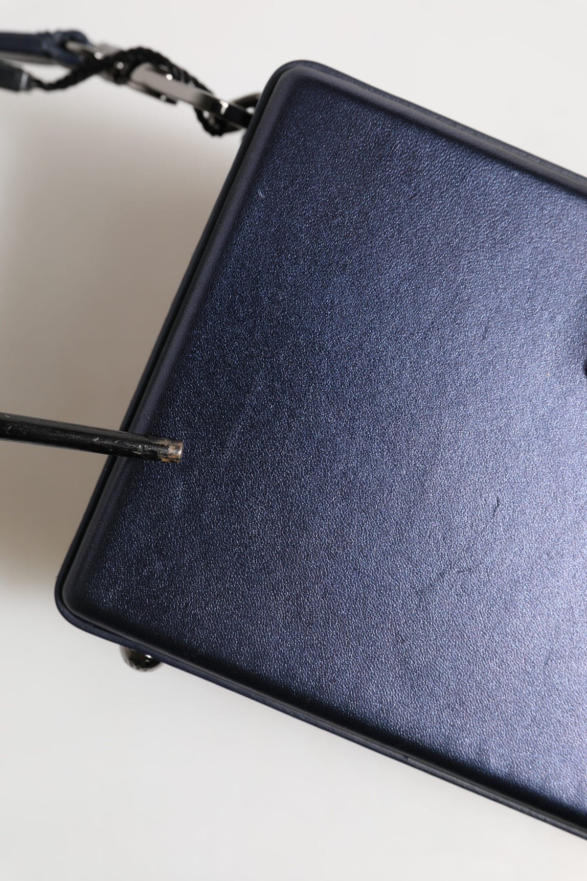Blue DG BOX Lambskin Leather Crossbody Strap Bag