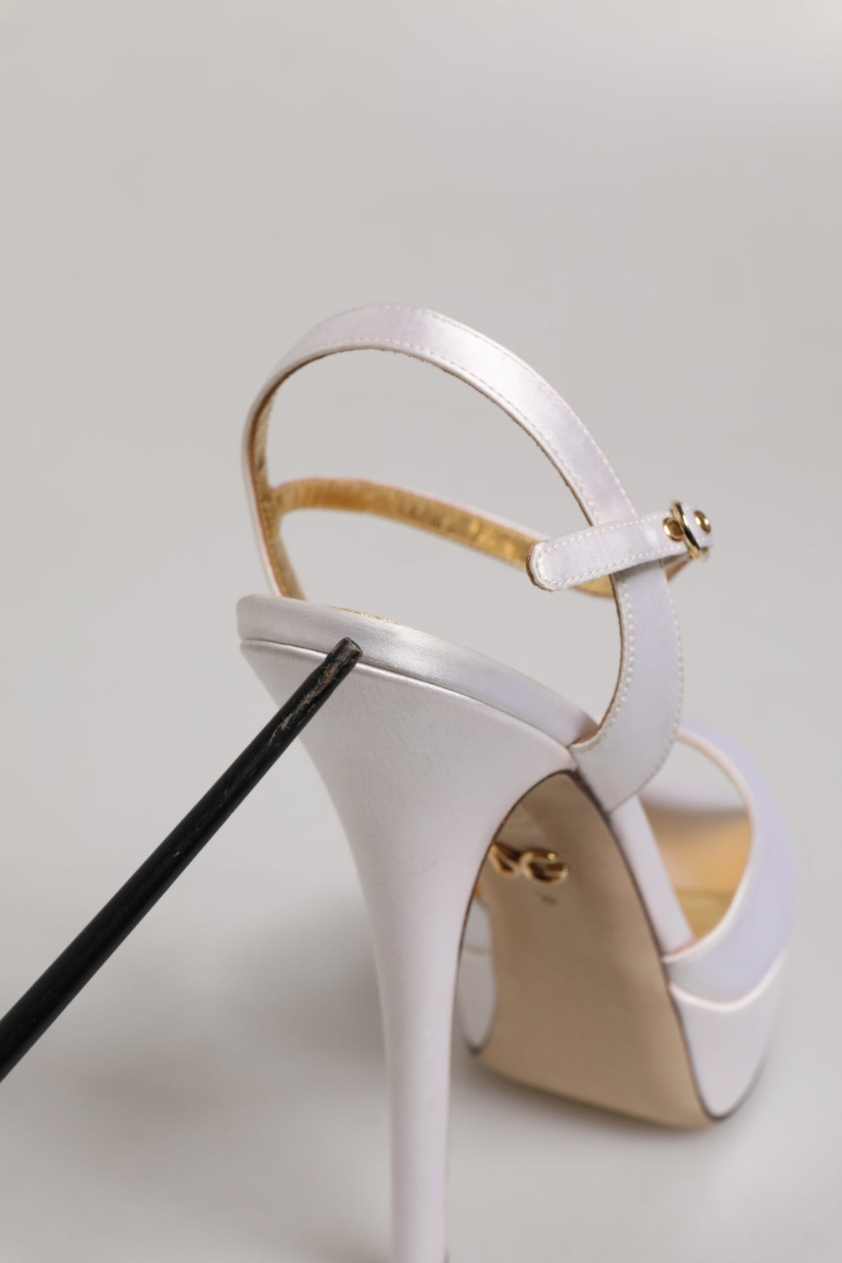 White Satin Platform Heels Sandals Shoes