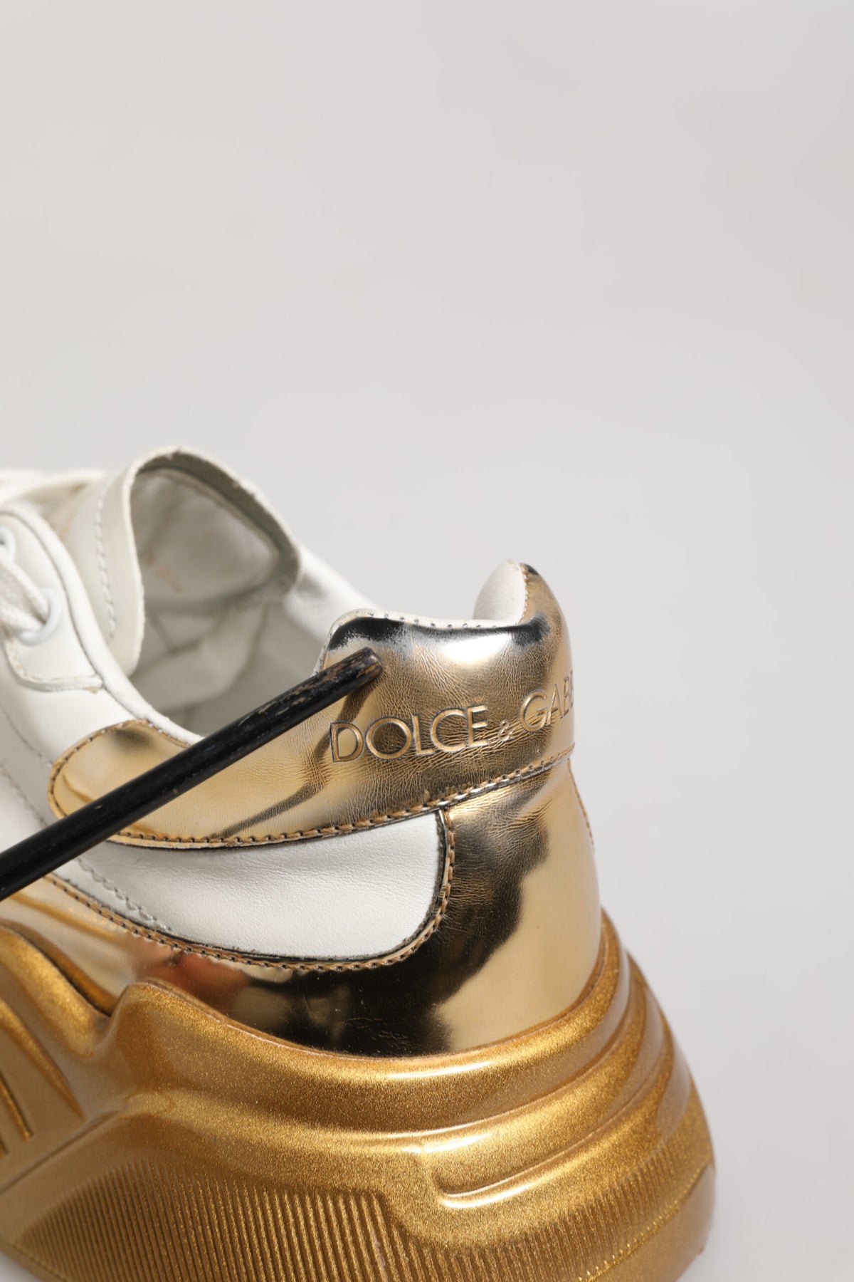 White Gold DAYMASTER Leather Sneakers Womens Shoes