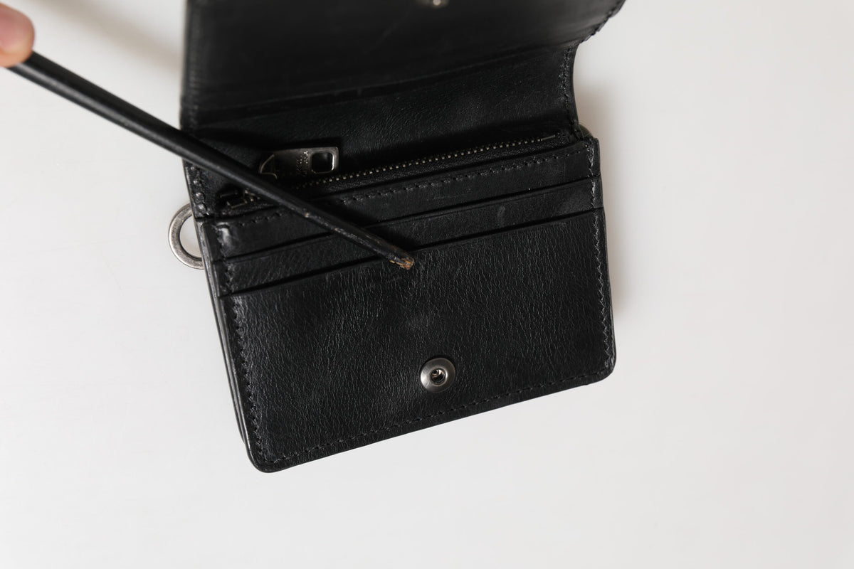 Black Leather Bifold Card Holder Mens Coin Purse Key Clip Wallet