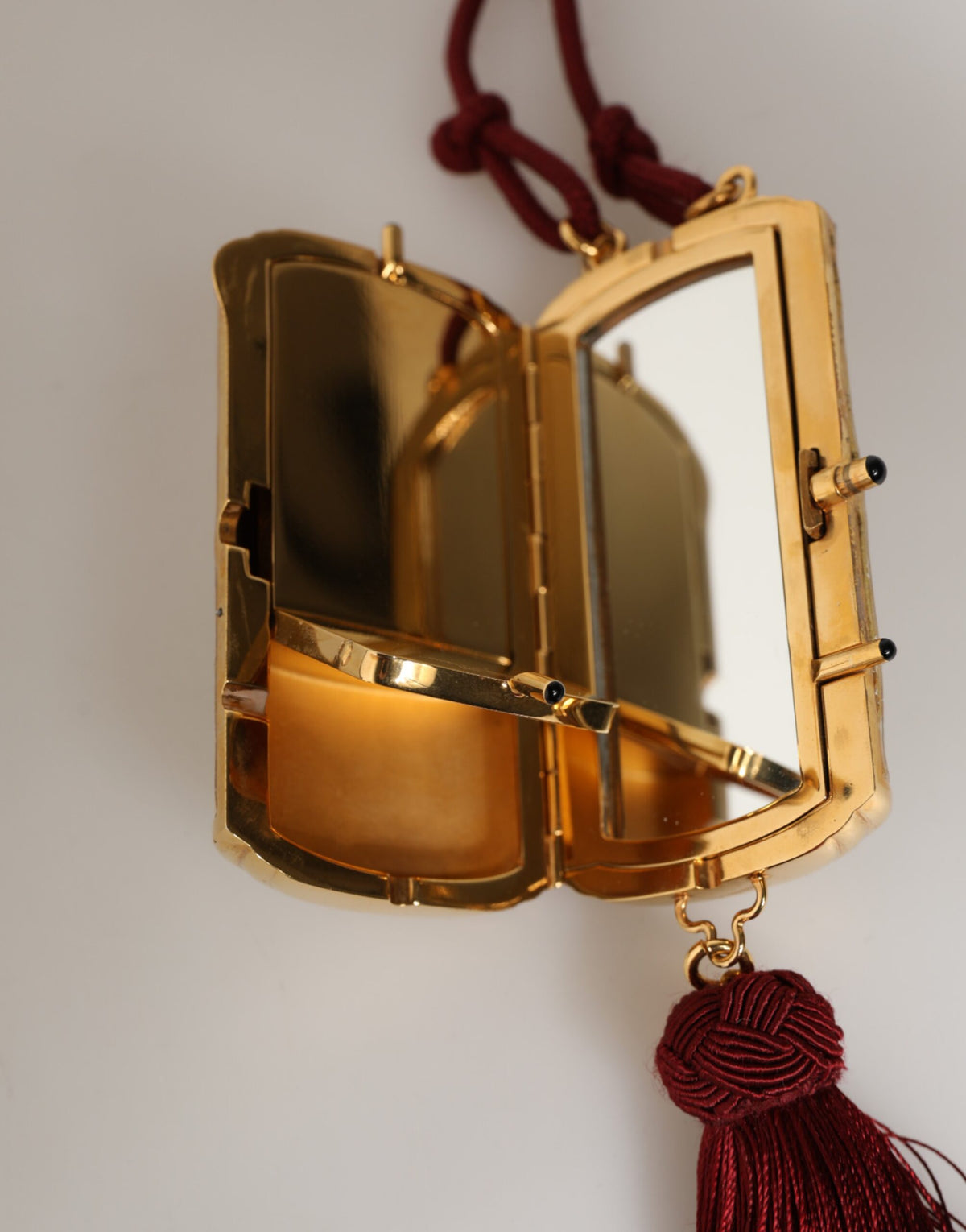 White Resin Gold Metal Crossbody Mini Purse Tassel Bag