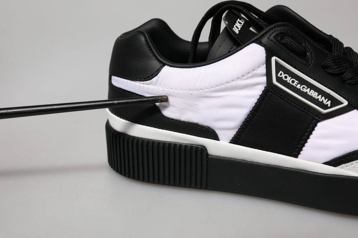 Black White Leather MIAMI Low Top Sneakers Shoes