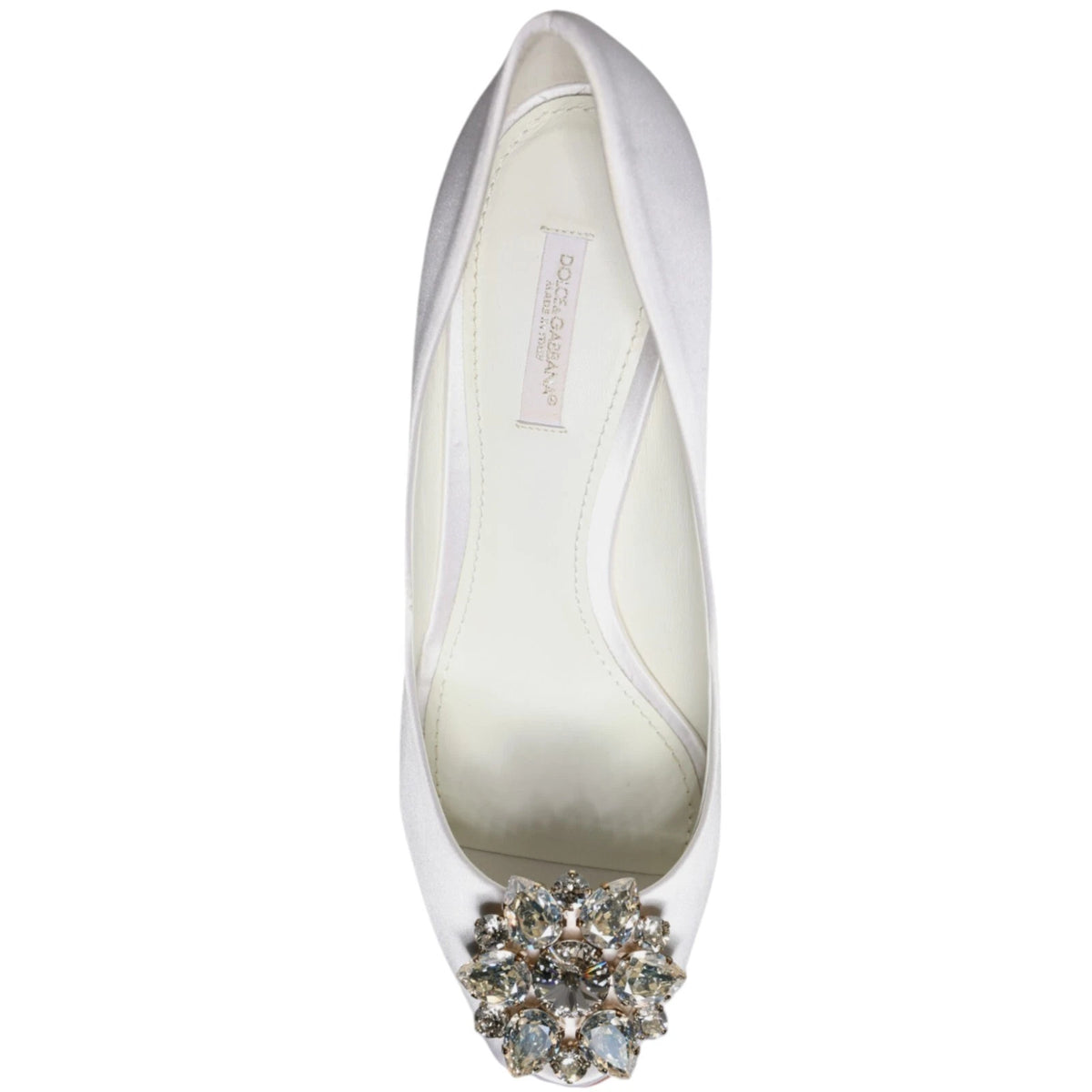 White Crystals Peep Toe Satin Pumps Shoes
