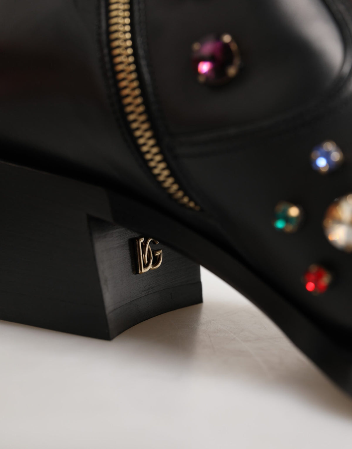 Black Crystal Embellished Men Short Boots Shoes