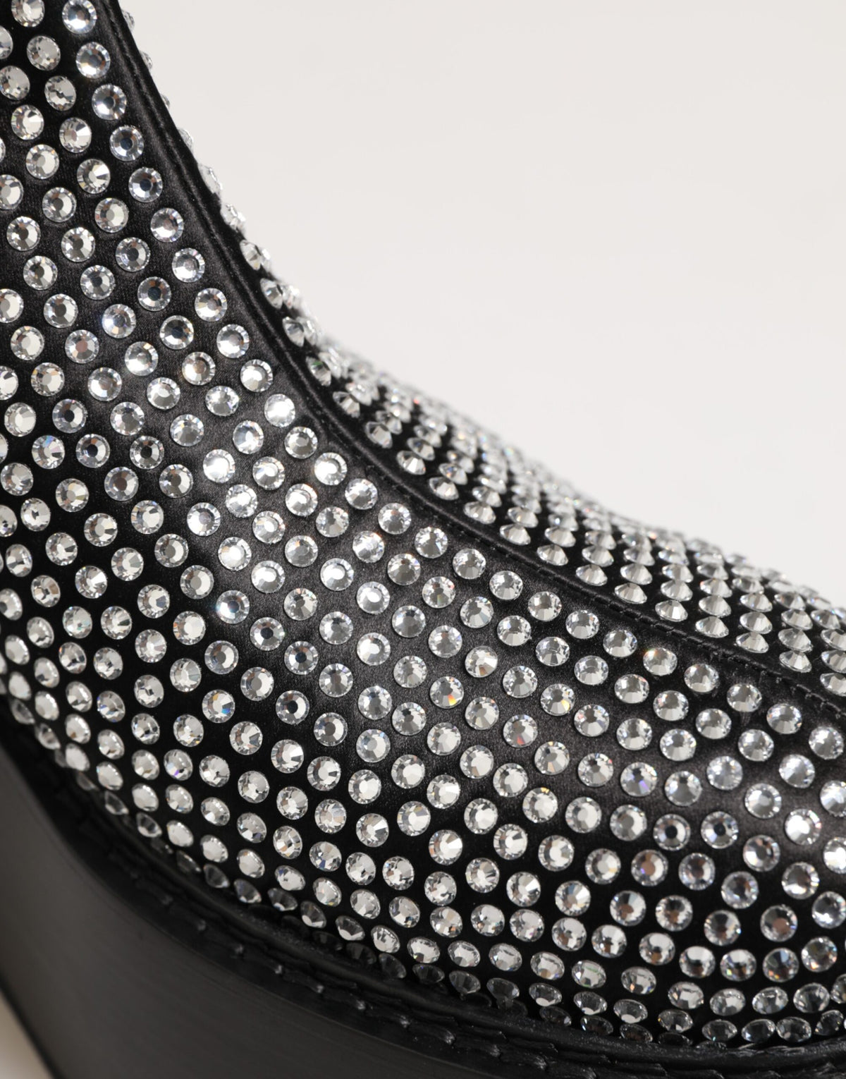 Black Crystal Strass Mid Calf Short Boots Shoes