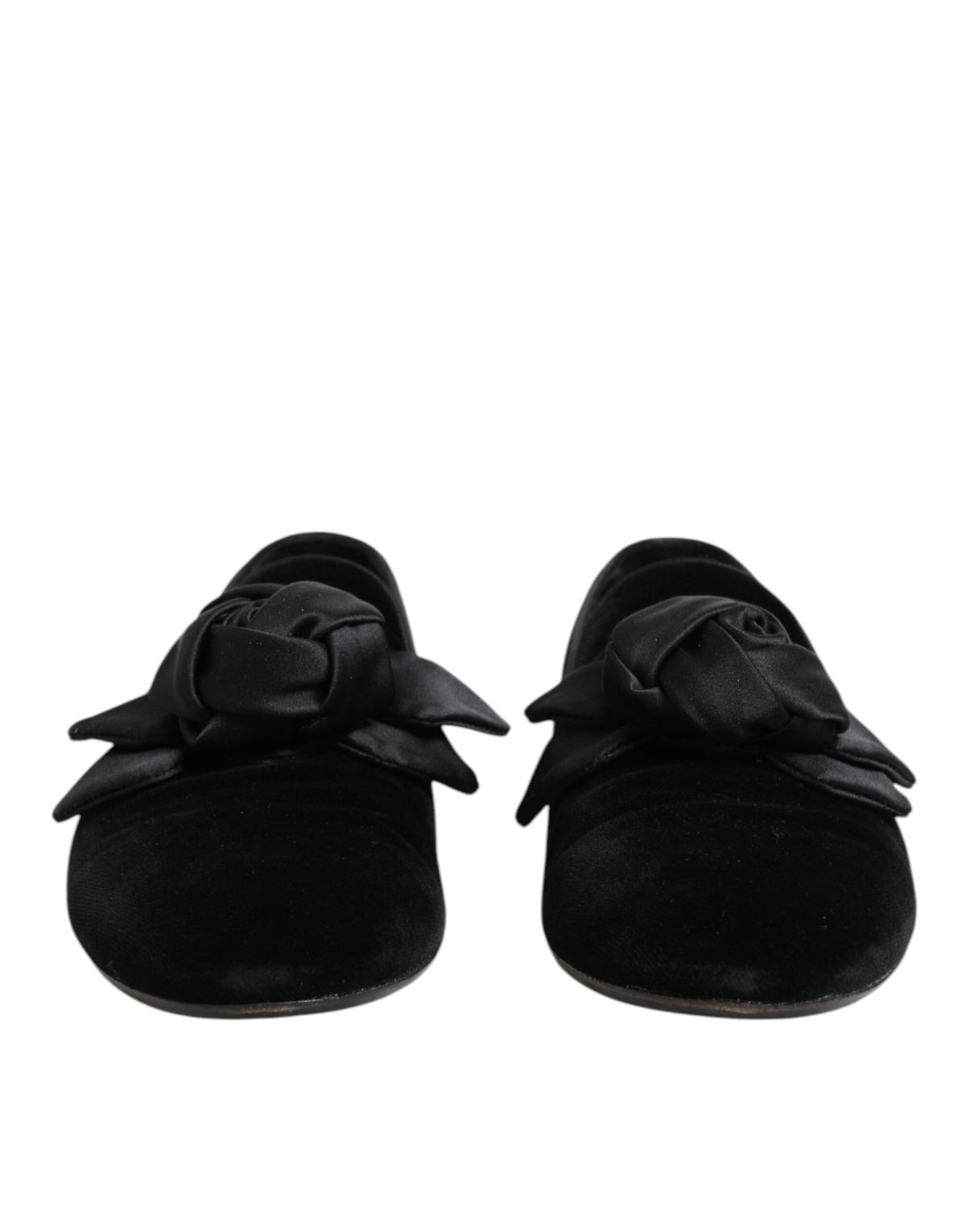 Black Suede Cotton Rose Slip On Loafers Shoes