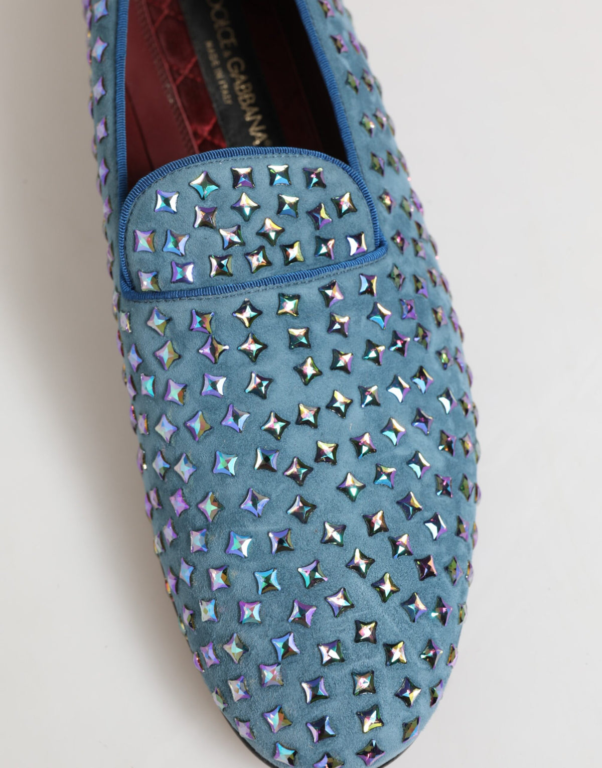 Blue Suede Studded Dress Men Loafers Shoes