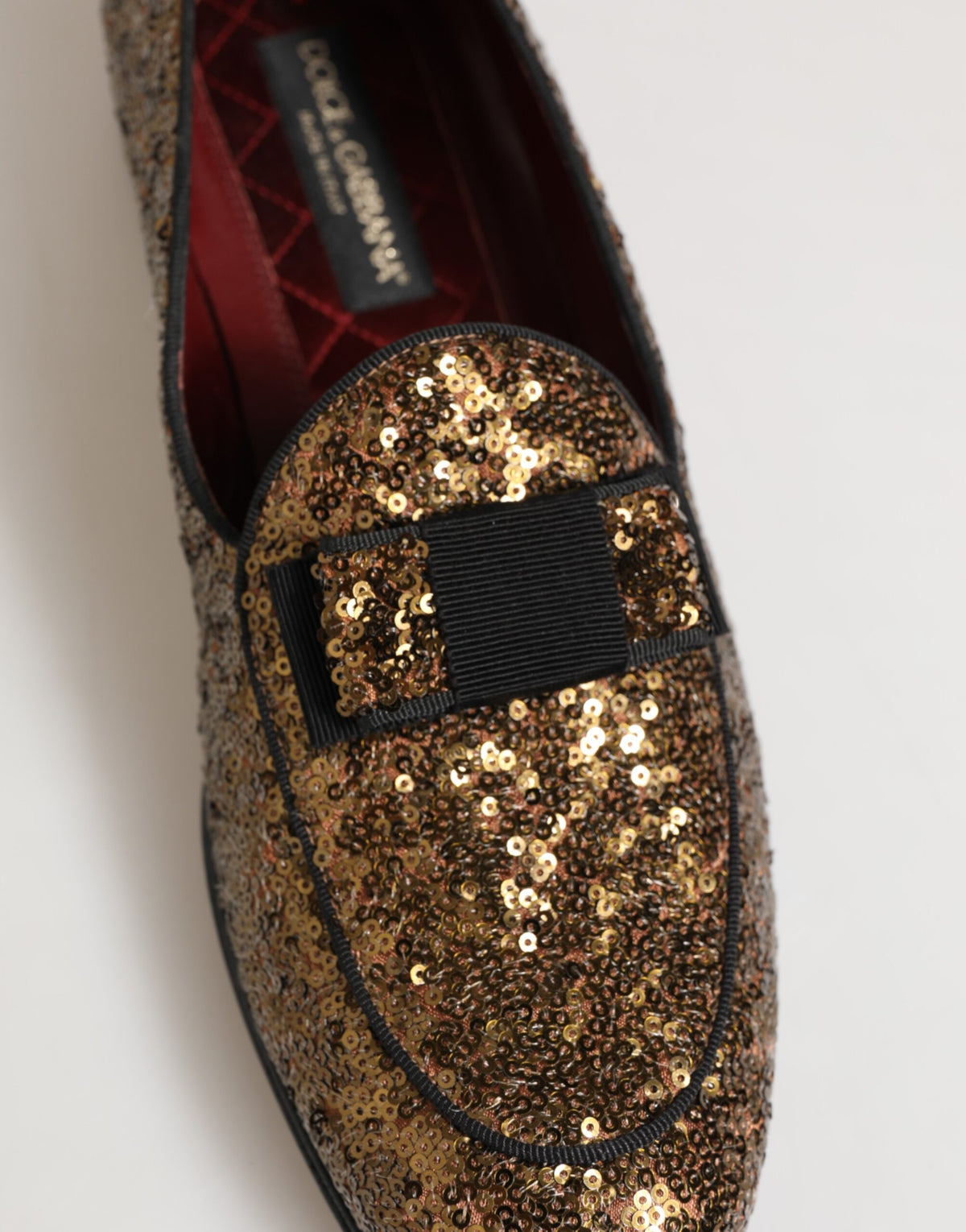 Gold Sequined Slip On Loafers Men Dress Shoes