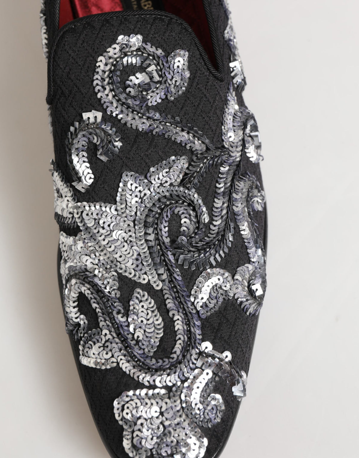 Black Silver Sequined Loafers Men Dress Shoes