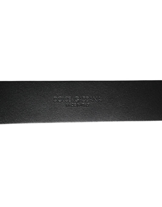 Black Silver Pebbled Texture Leather Buckle Men Belt