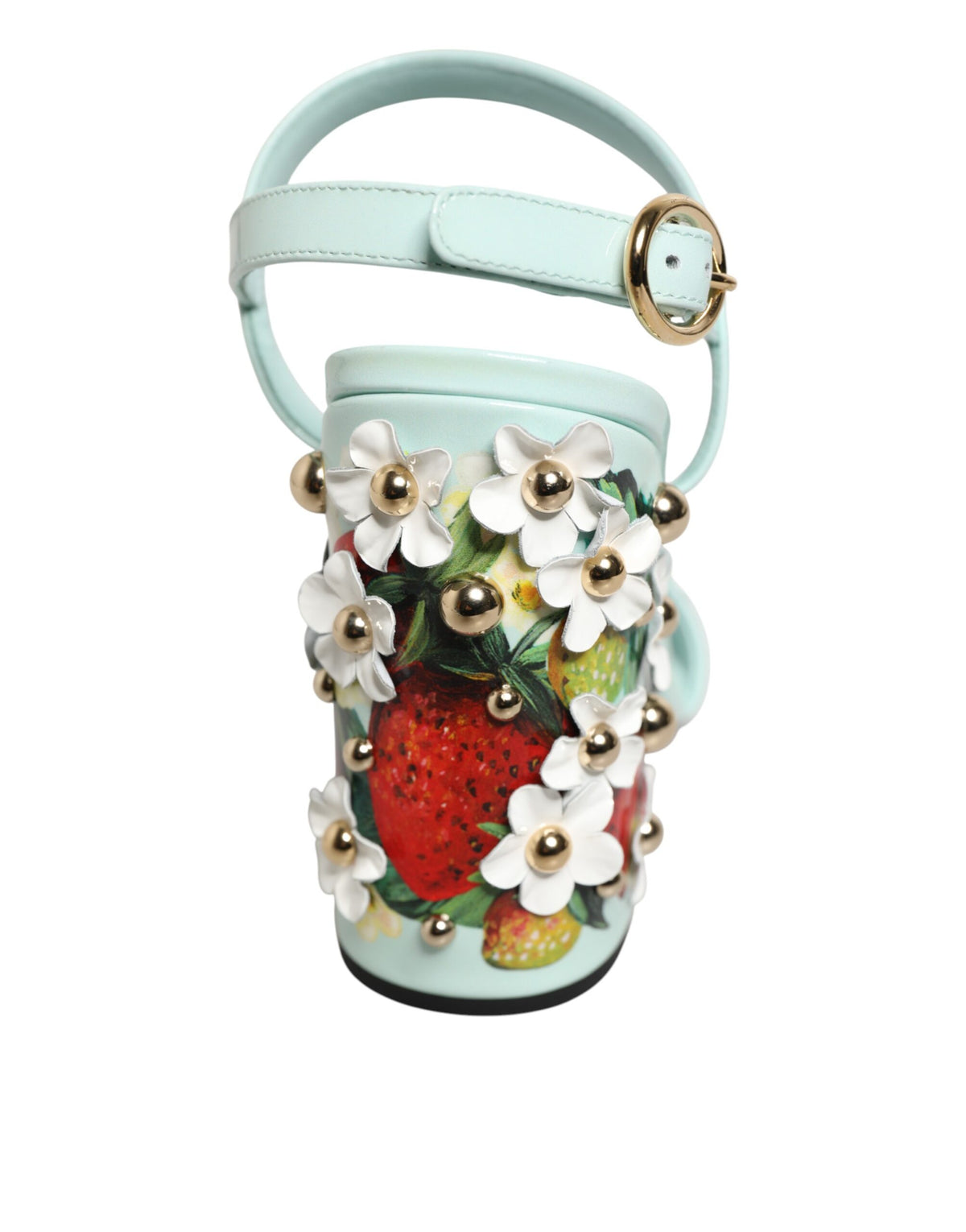 Mint Green Floral Studs Heels Sandals Shoes