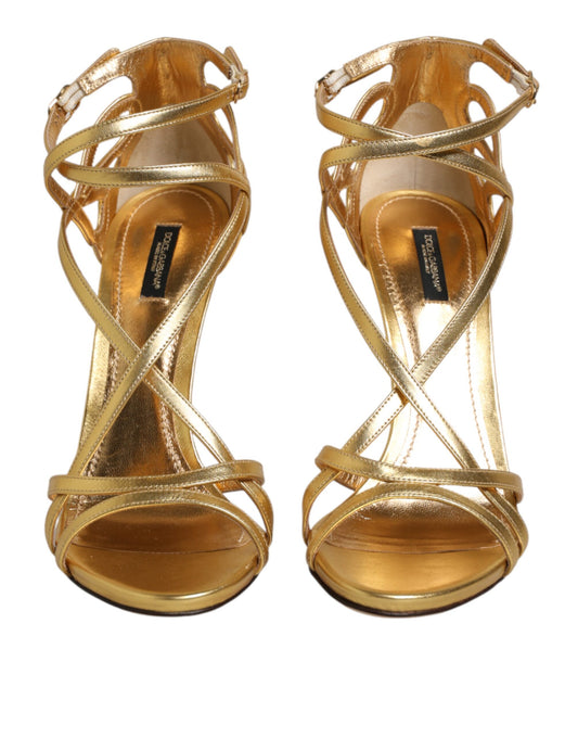 Gold Leather Keira Heels Sandals Shoes