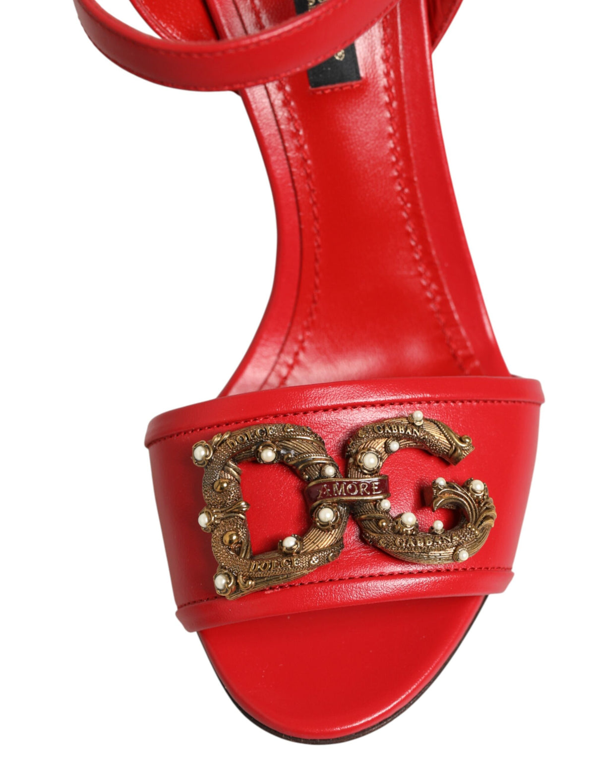 Red Leather DG AMORE Heels Sandals Shoes