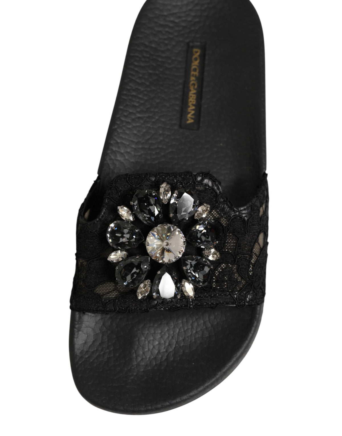 Black Devotion Matelassé Leather Slides Shoes