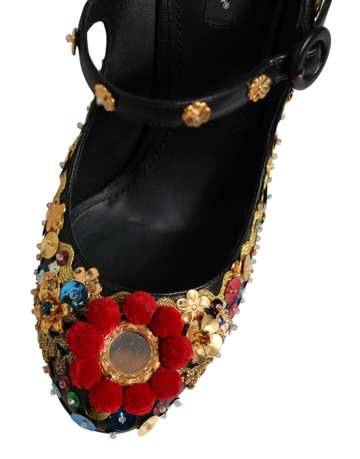 Black Gold Embellished MARY JANES Pumps Shoes