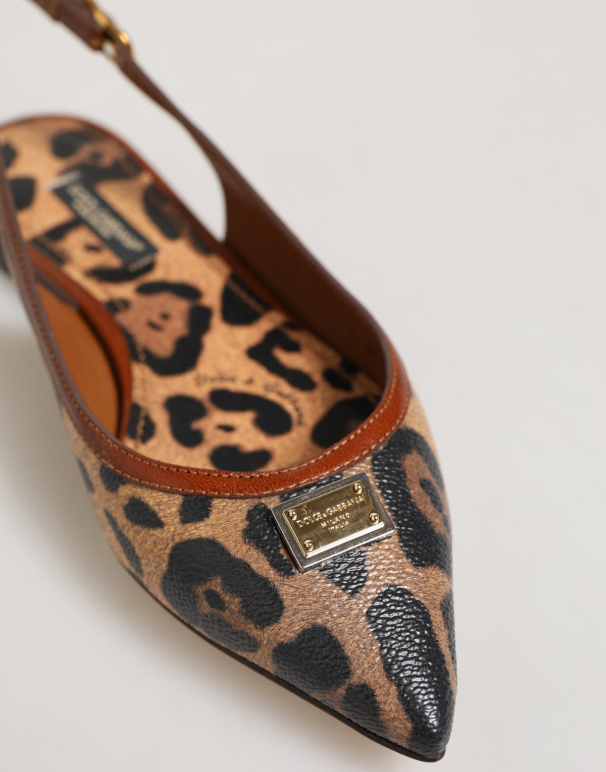 Brown Leopard Slingback Flats Sandals Shoes