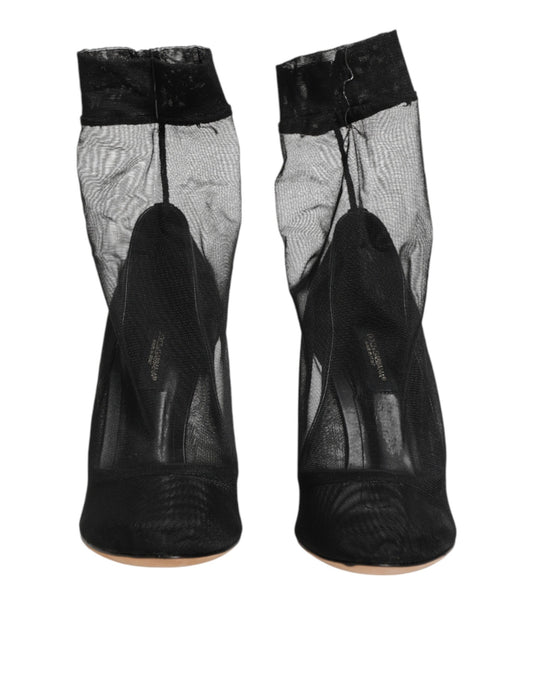 Black Nylon Stretch Mesh Sock Boots Shoes