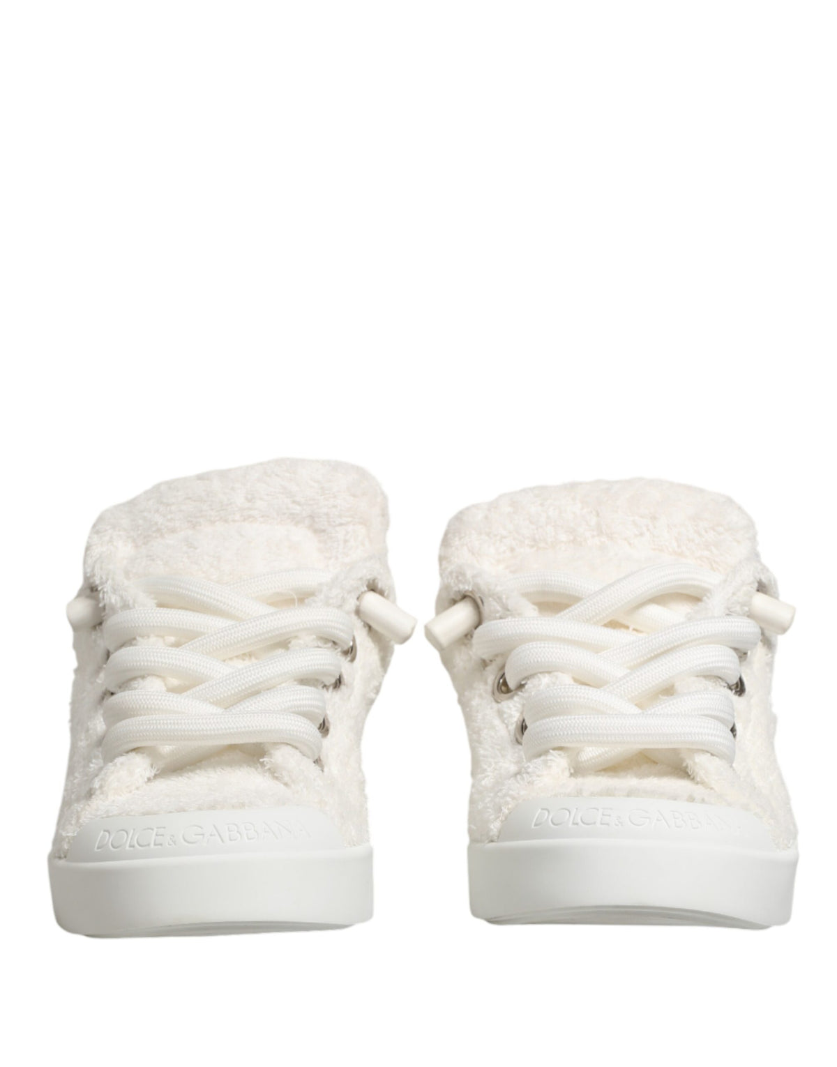 White Faux Shearling Low Top Sneakers  Shoes