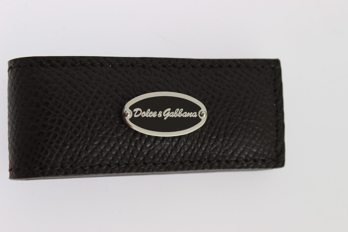 Brown Leather Magnet Mens Money Bar Clasp Money Cash Clip