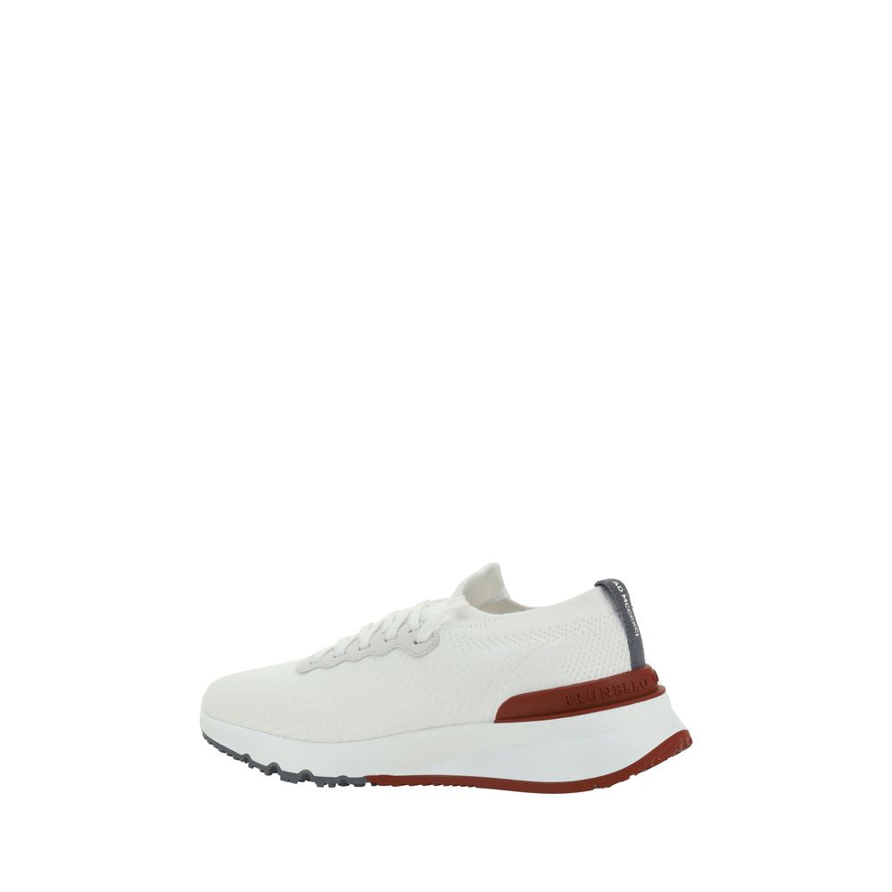 White Cotton Low Top Sneakers