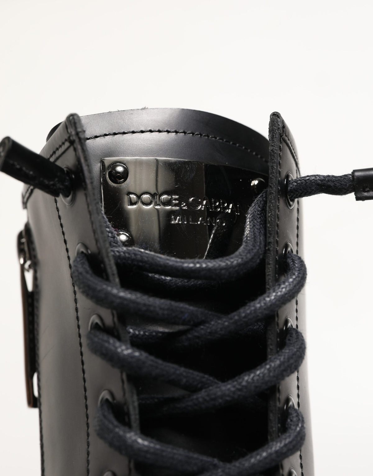Black Leather Trek Sole Combat Boots Shoes