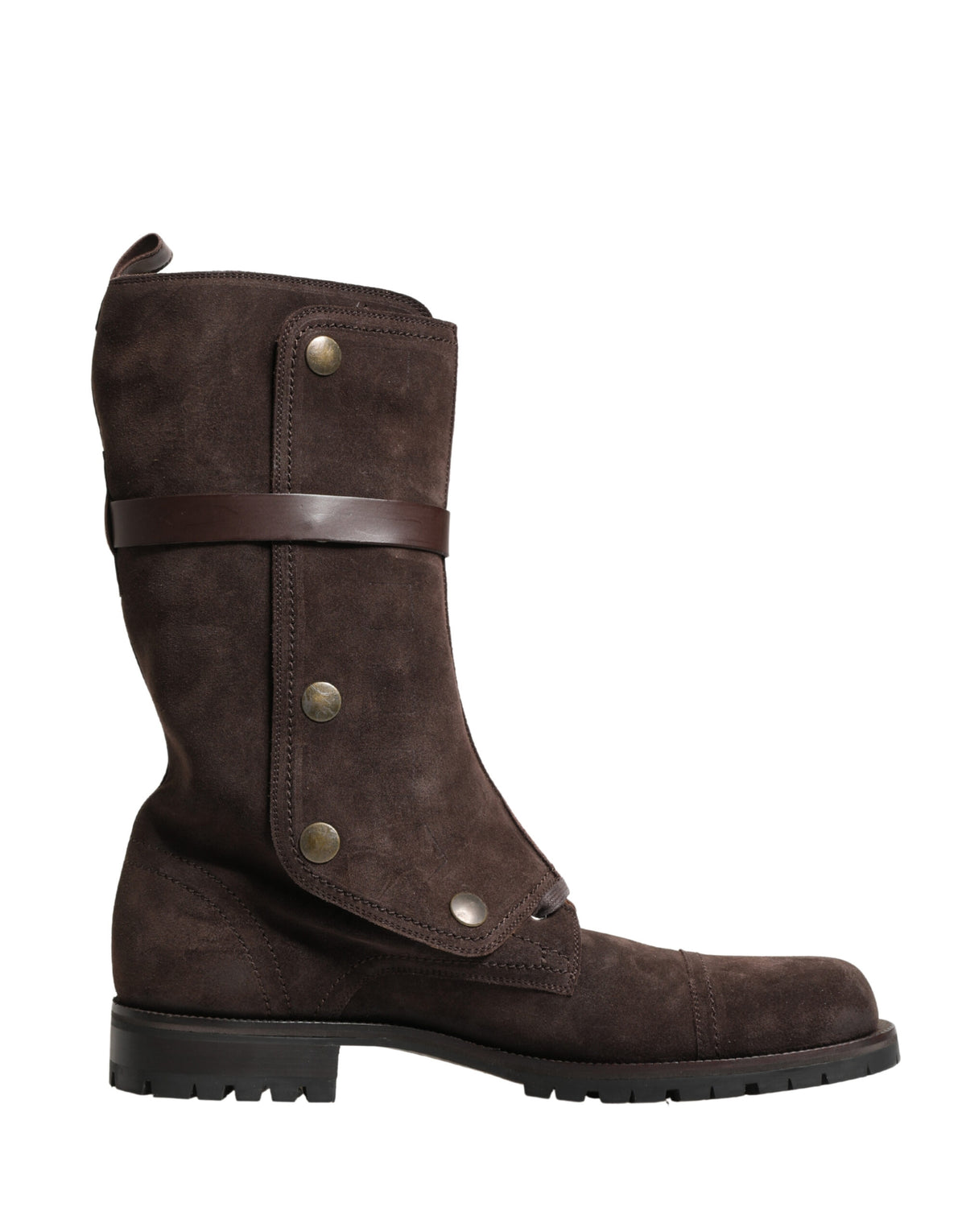 Brown Suede Leather Combat Ankle Boots  Shoes