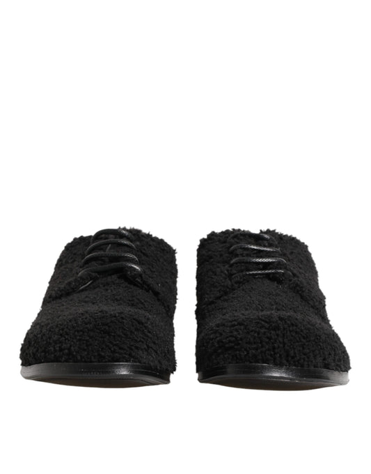 Men Black Riccio Shearling Dress Derby Shoes