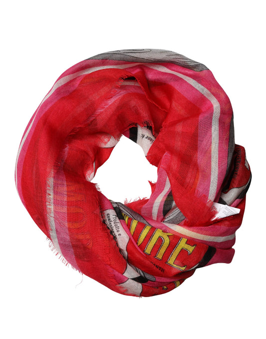 Pink DG Amore Print Neck Square Shawl 140cm x 140cm Scarf
