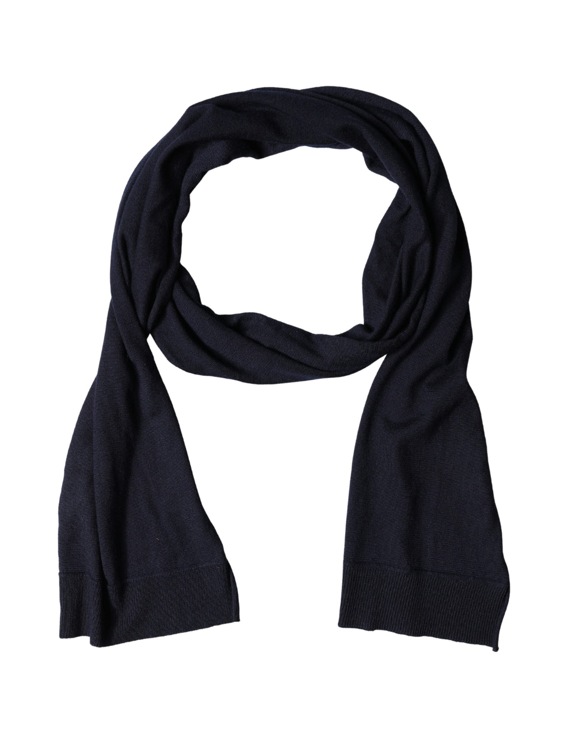 Blue Wool Knitted Shawl Neck Wrap 200cm x 25cm  Scarf