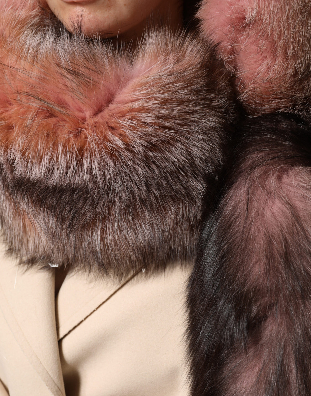 Pink Frost Fox Fur Neck Warmer Winter 120cm x 27cm Scarf