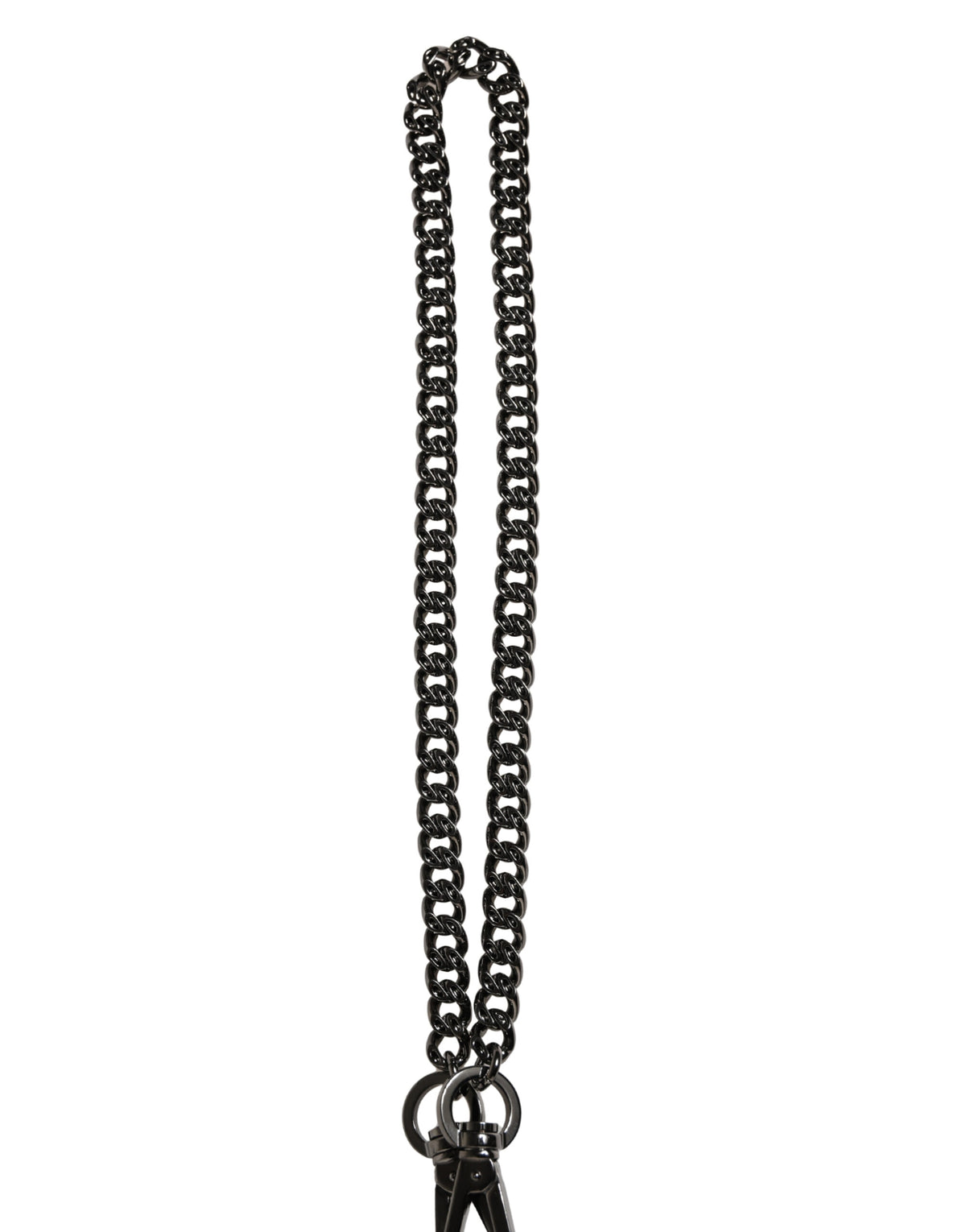 Black Leather Silver Chain Waist Men Belt