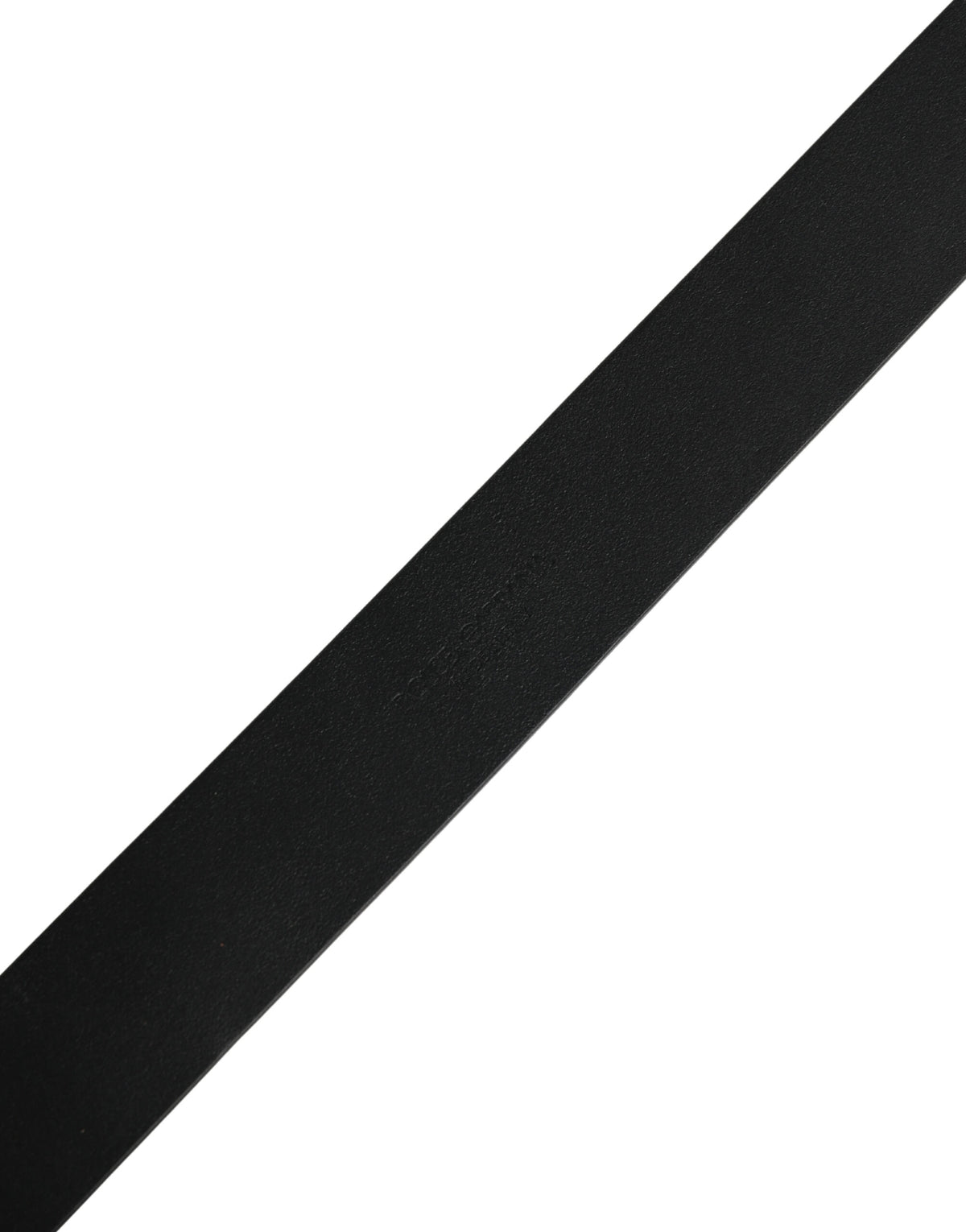 Black Calf Leather Gold Metal Buckle Belt