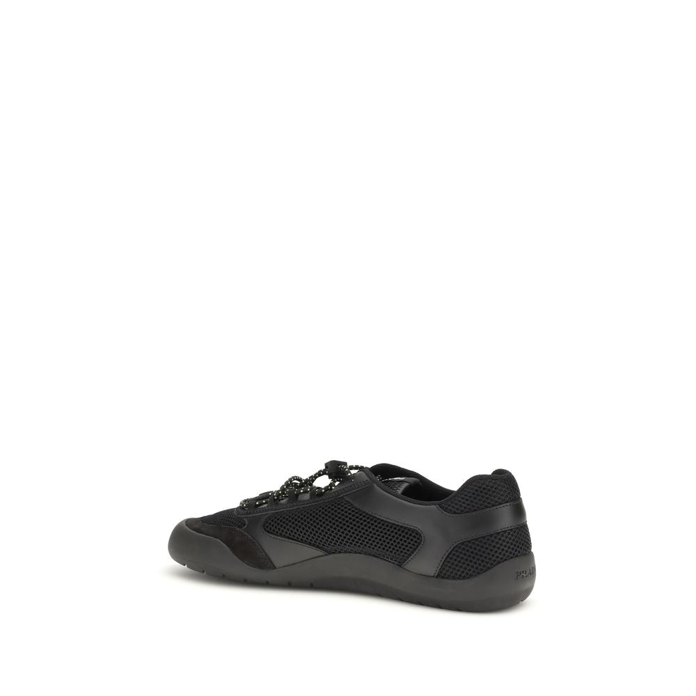 Black Polyester Athletic Sneakers