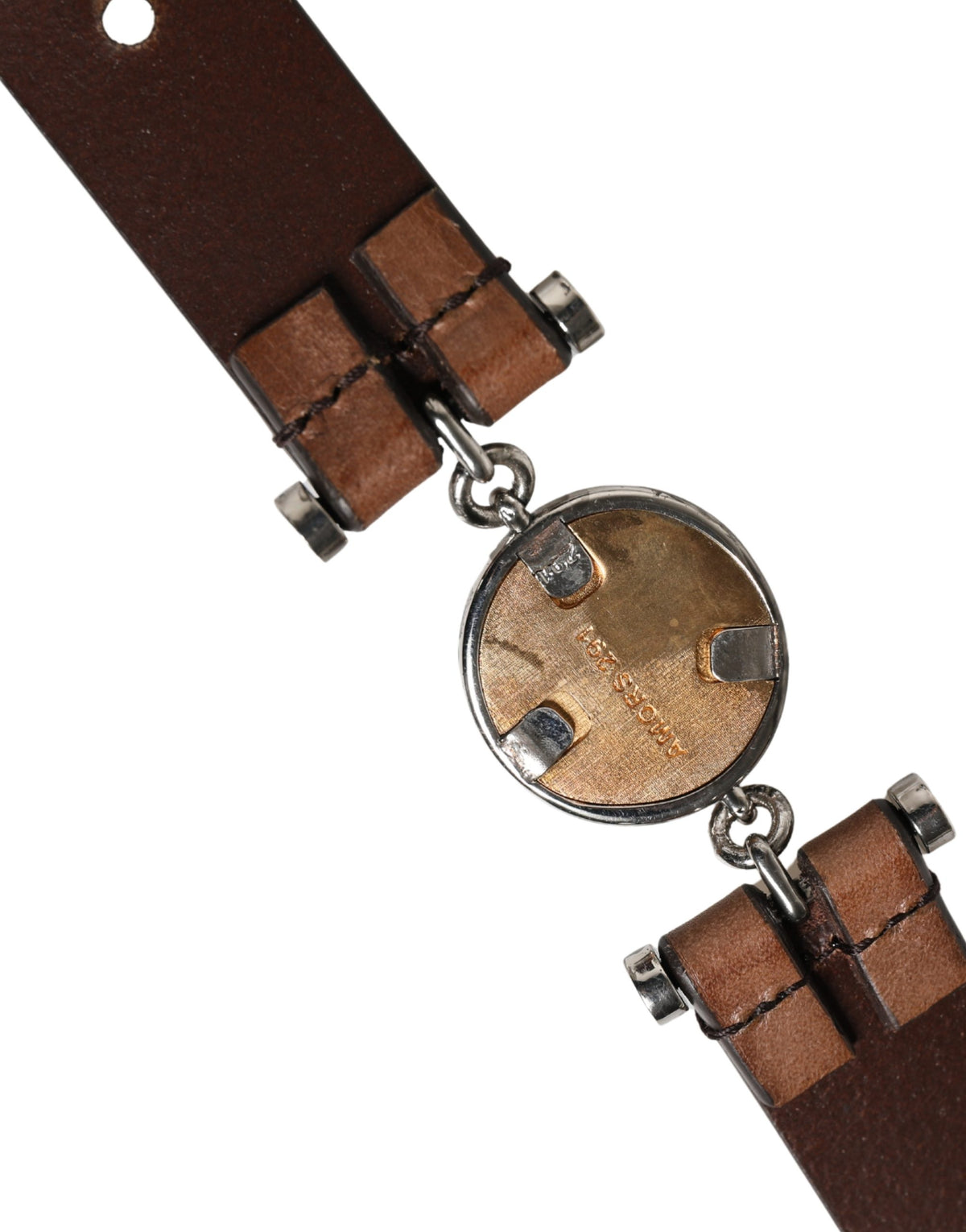 Men Brown Classic Leather Metal Buckle Belt