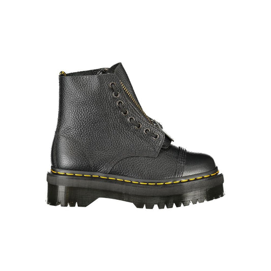 Black Leather Unisex Ankle Boot