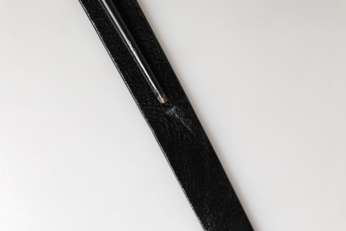 Men Black Classic Leather Logo Buckle Belt