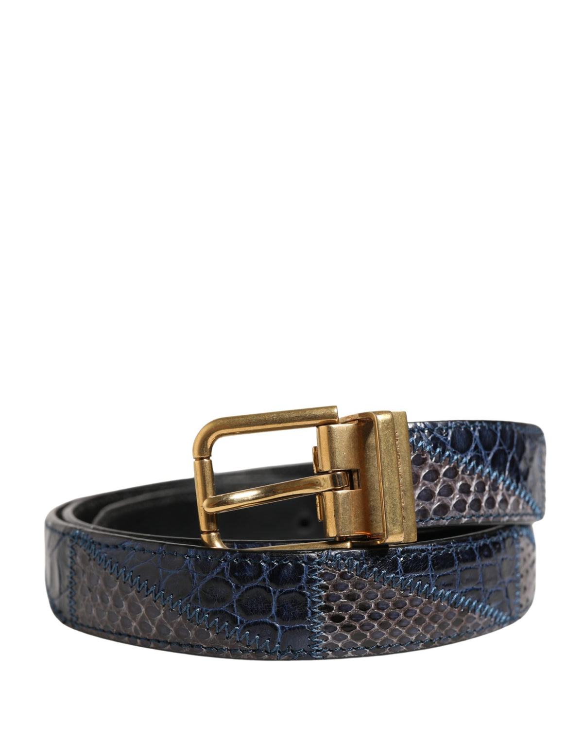 Men Multicolor Leather Metal Buckle Belt