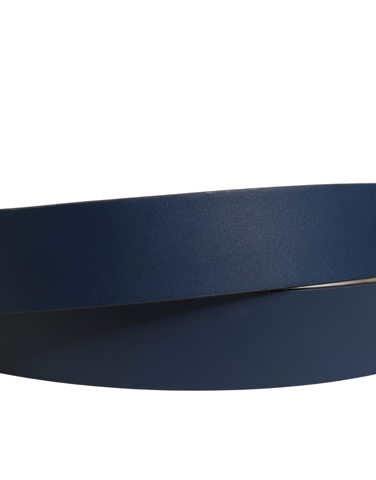 Blue Calfskin Leather Logo Metal Buckle Belt
