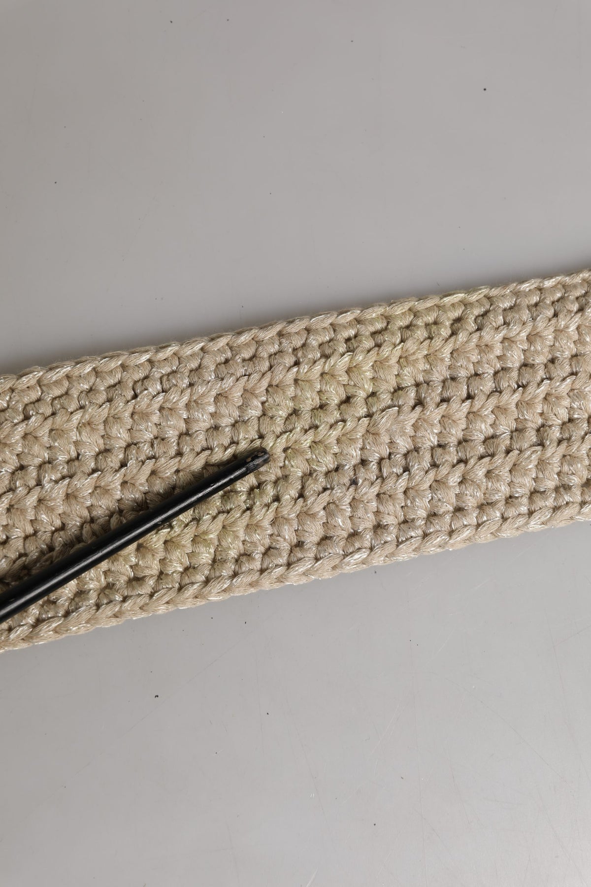 Beige Woven Vintage Metal Buckle Waist Belt