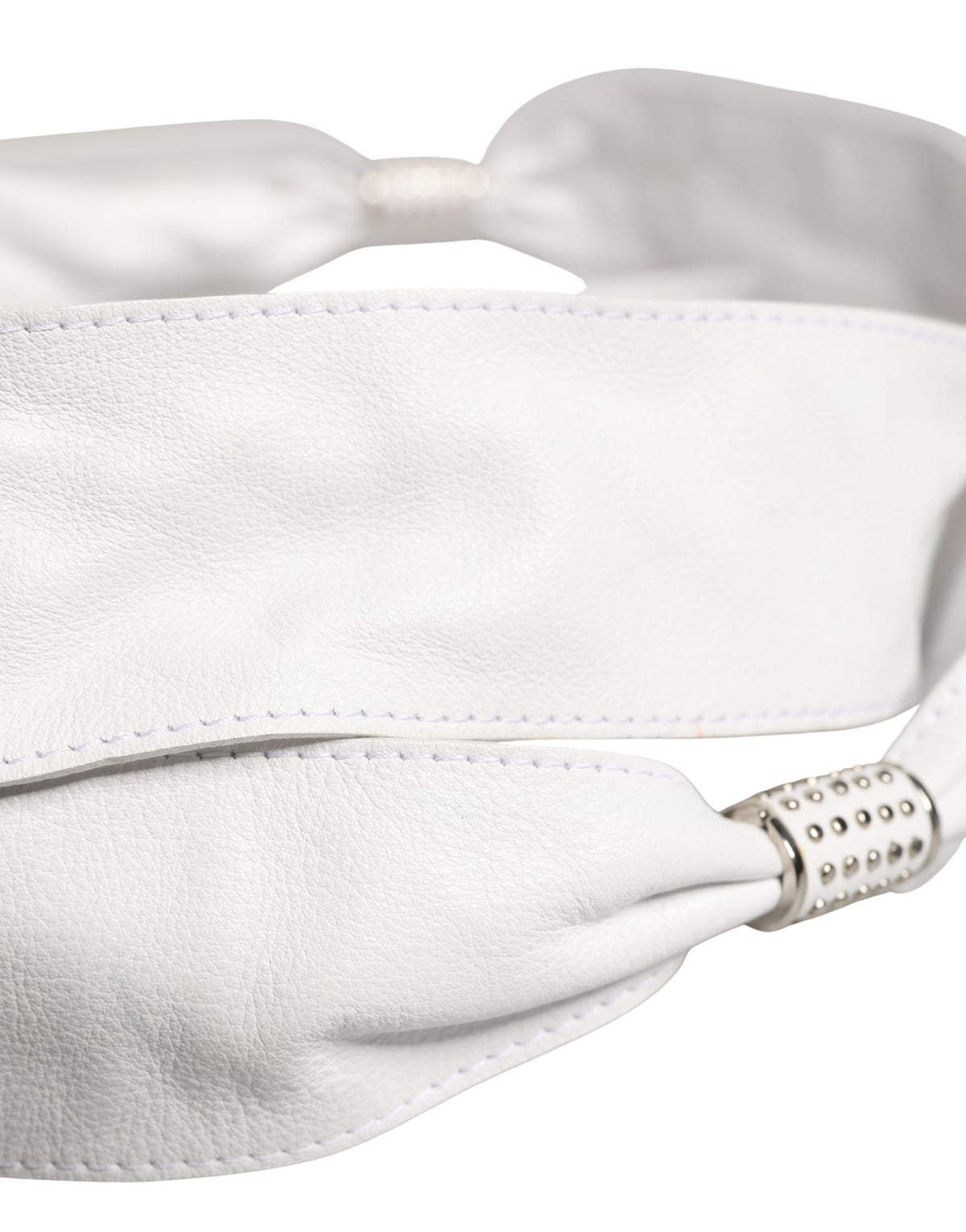 Women White Leather Embellished Wide Waist Cintura Belt