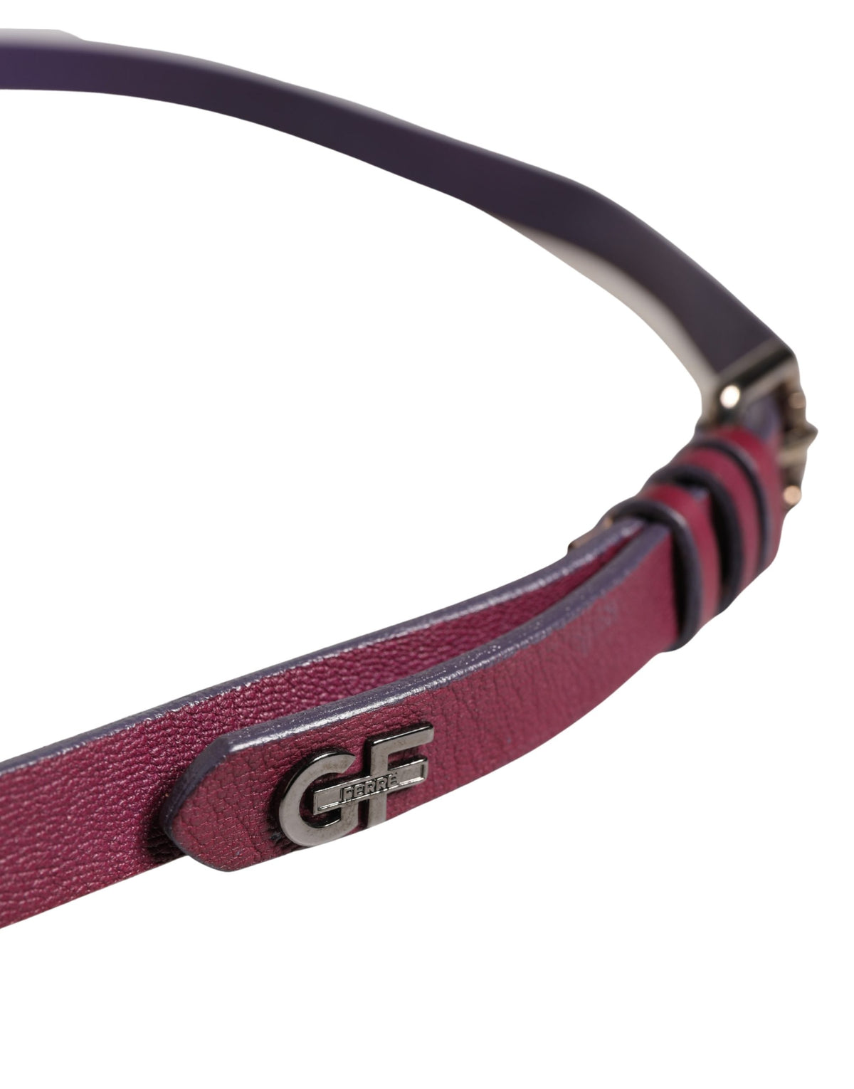 Maroon Leather Silver Metal Buckle Waist Women Belt