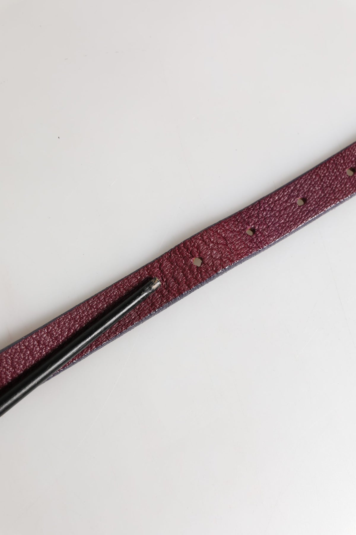 Maroon Leather Silver Metal Buckle Waist Women Belt