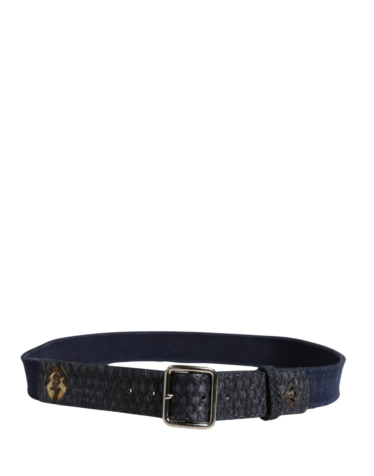 Dark Blue Canvas Silver Metal Buckle Belt