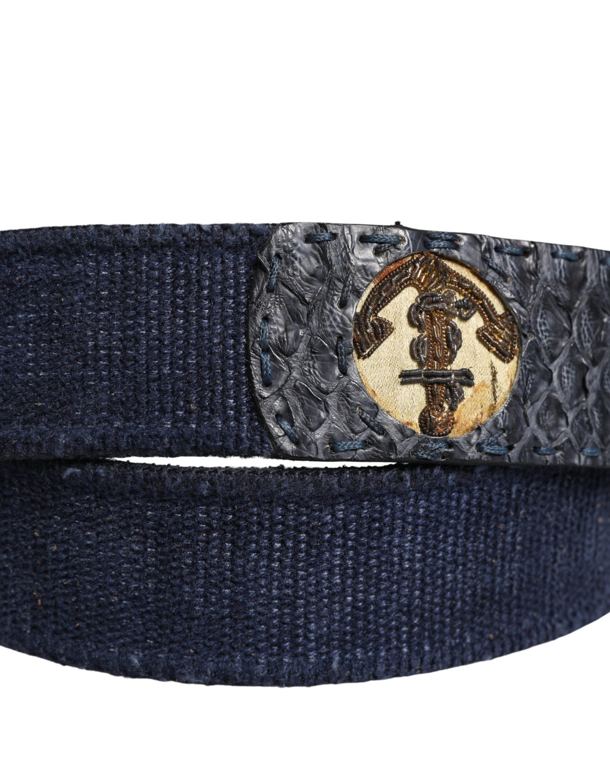 Dark Blue Canvas Silver Metal Buckle Belt