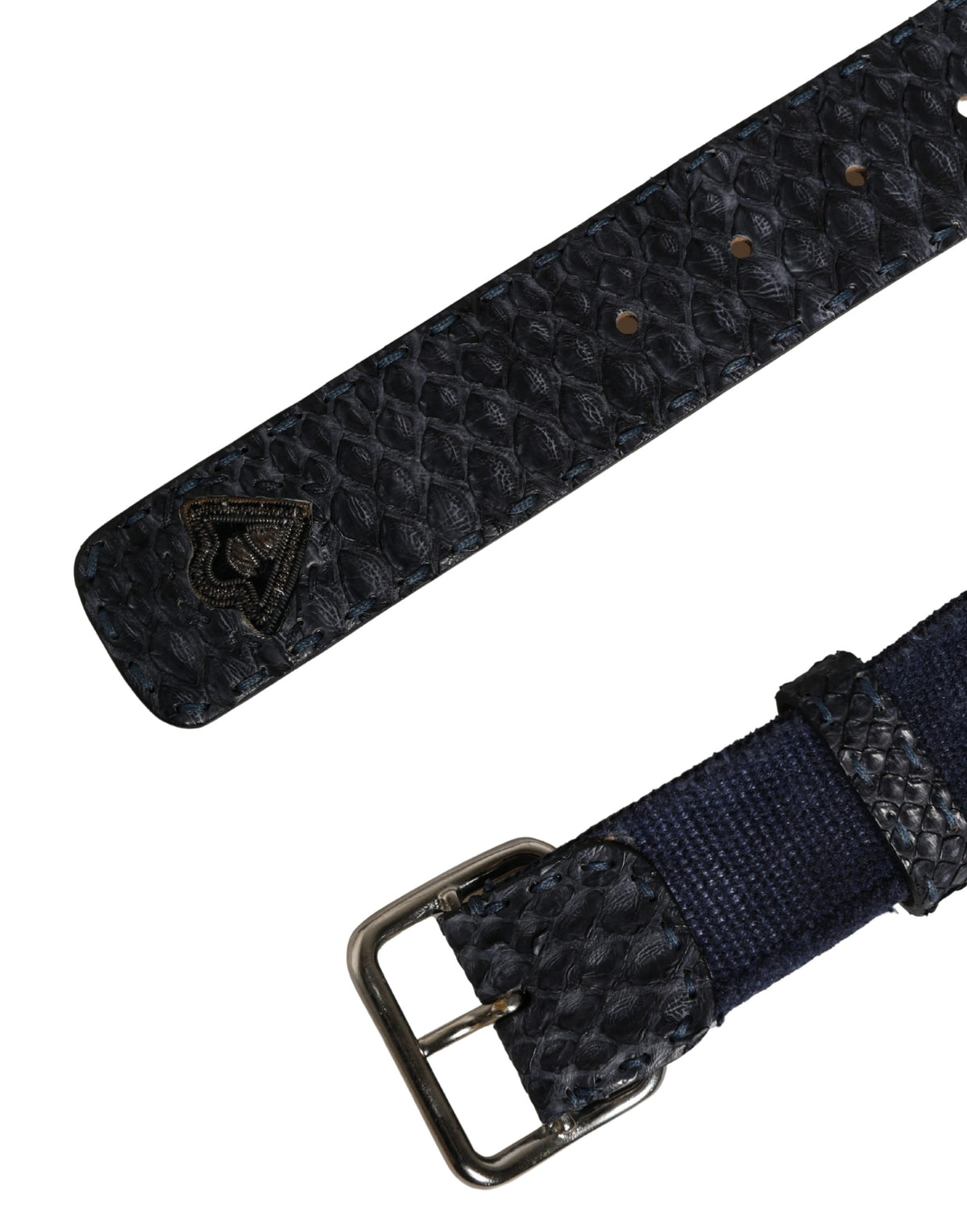 Dark Blue Canvas Silver Metal Buckle Belt