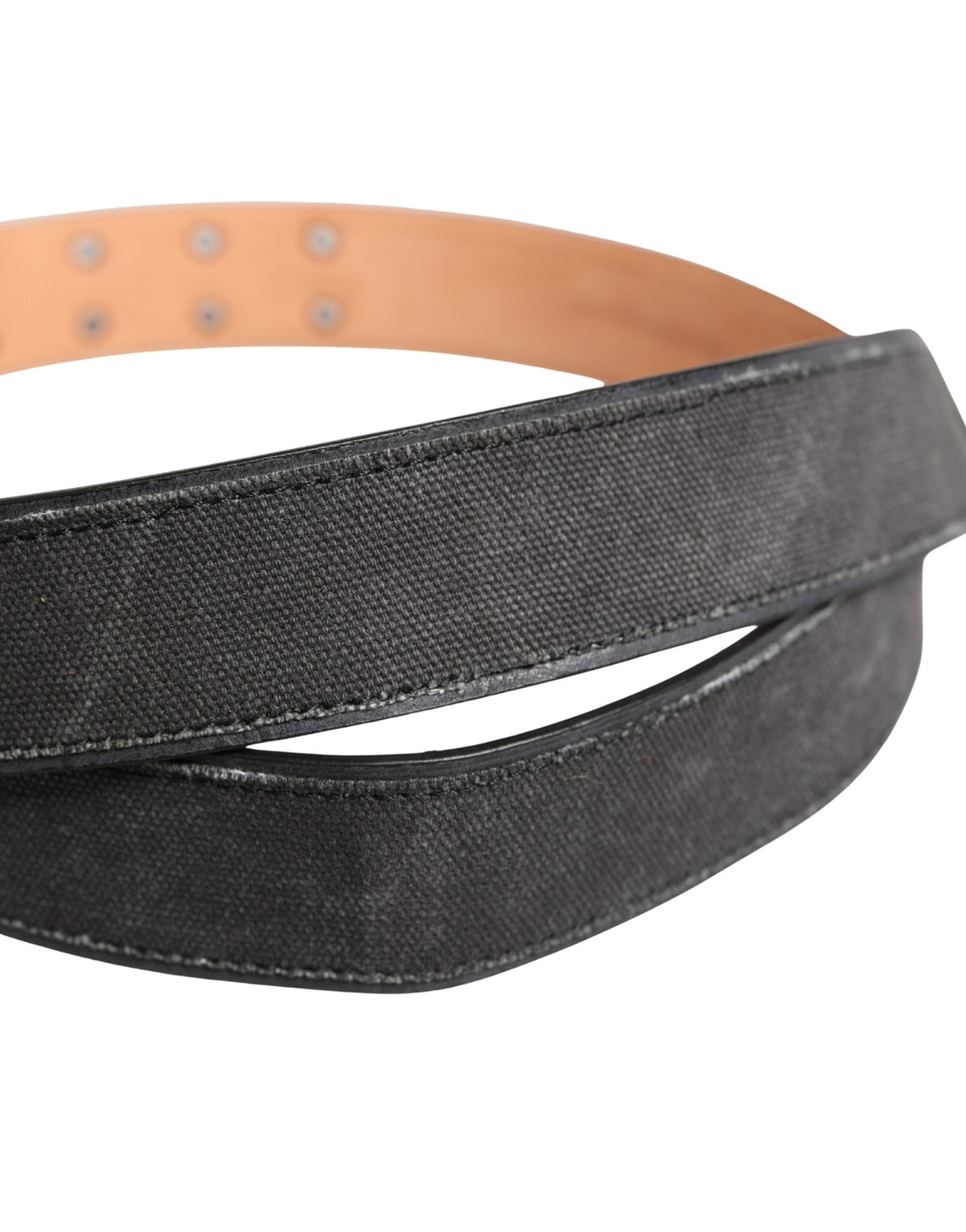 Black Leather Cotton Logo Metal Buckle Belt
